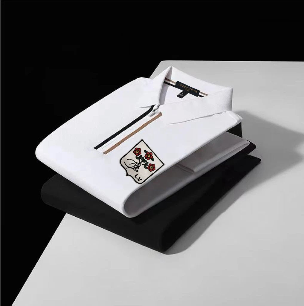 Louis Vuitton LV T-shirt Unique Chest Pattern Print logoPOLO Short Sleeve Turn-down Collar Shirt Unisex Summer Loose Fit T Business Commuter Short Sleeve Shirt Plus Size