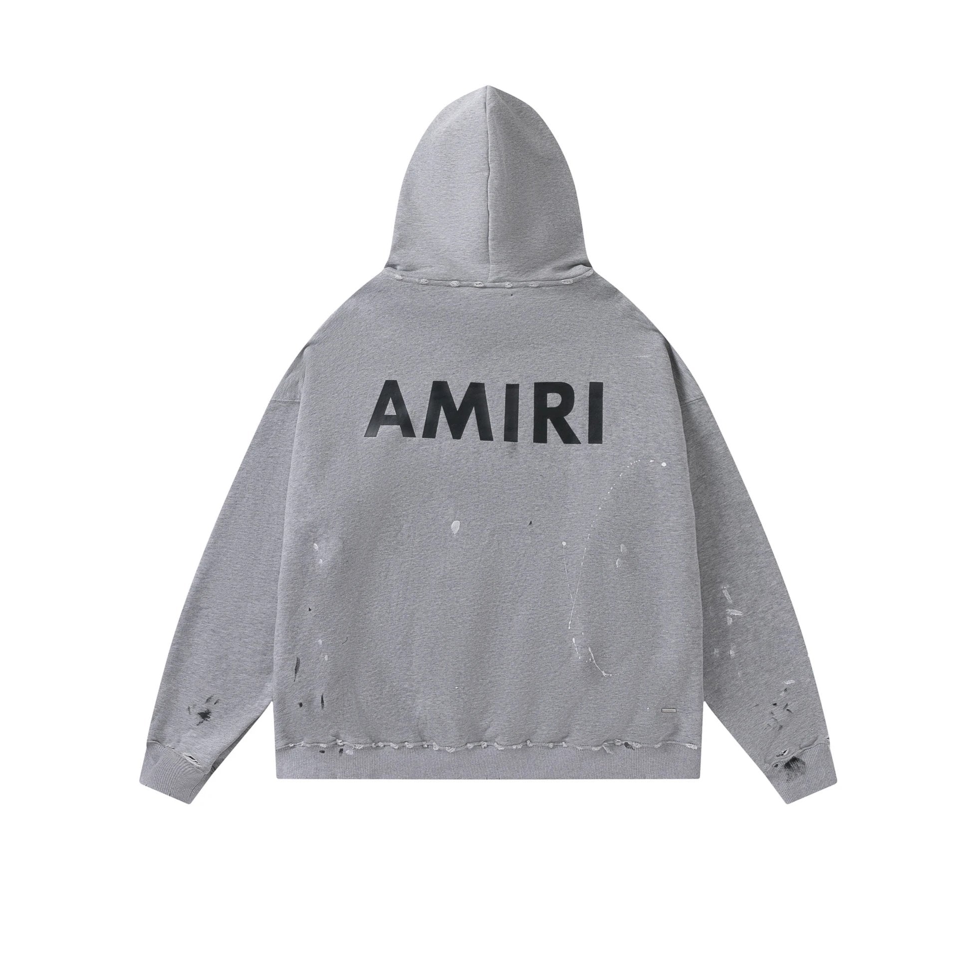 Amiri Hoodie 2024Autumn and Winter New Splash-Ink Ripped Letter Print Loose Hooded Sweater for Men and Women