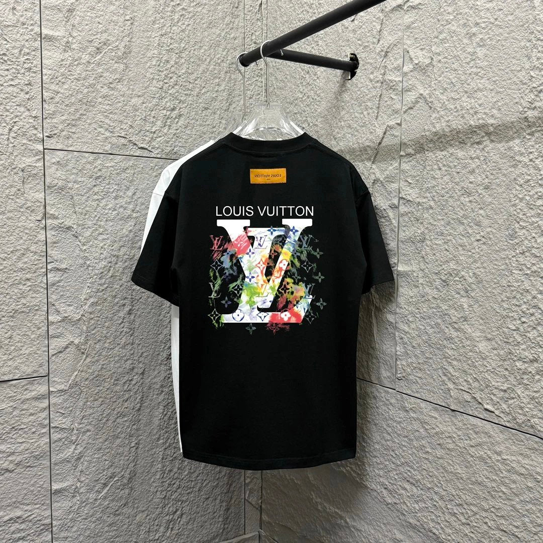 Louis Vuitton LV T-shirt Back Splash Ink Graffiti Letter Print logo round Neck Short Sleeve25ss New Pure Cotton Unisex Style T T-shirt OS Loose Fit Base Shirt Top Half Sleeve T-Shirt