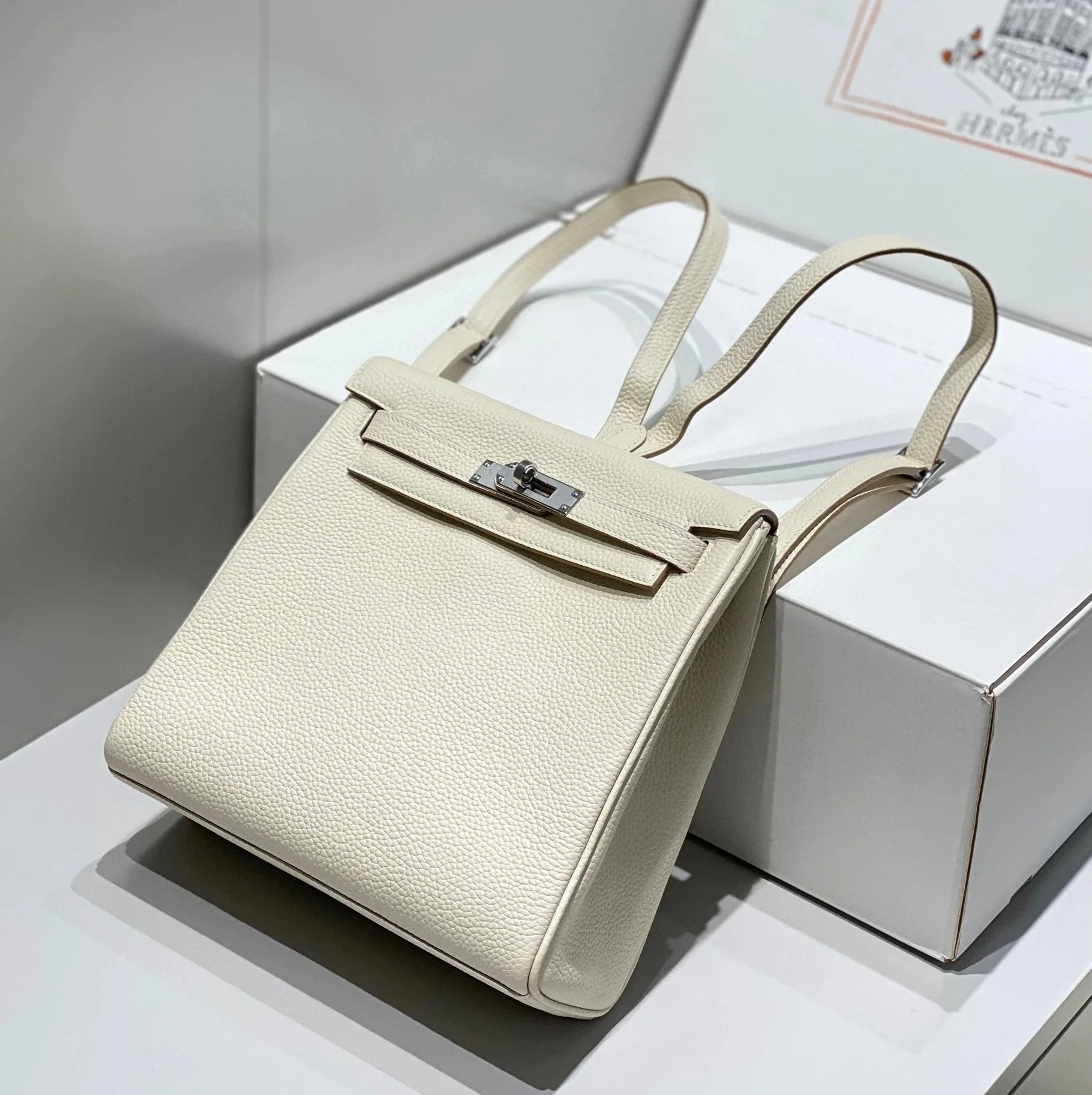 Hermes men's bag Top version 【Handmade】Herme Emma Classic Women's KellyAdo Backpack togo Leather Hand-Stitched Kelly Small Backpack22cm Shoulder Messenger Bag Portable Women's Bag Backpack Schoolbag