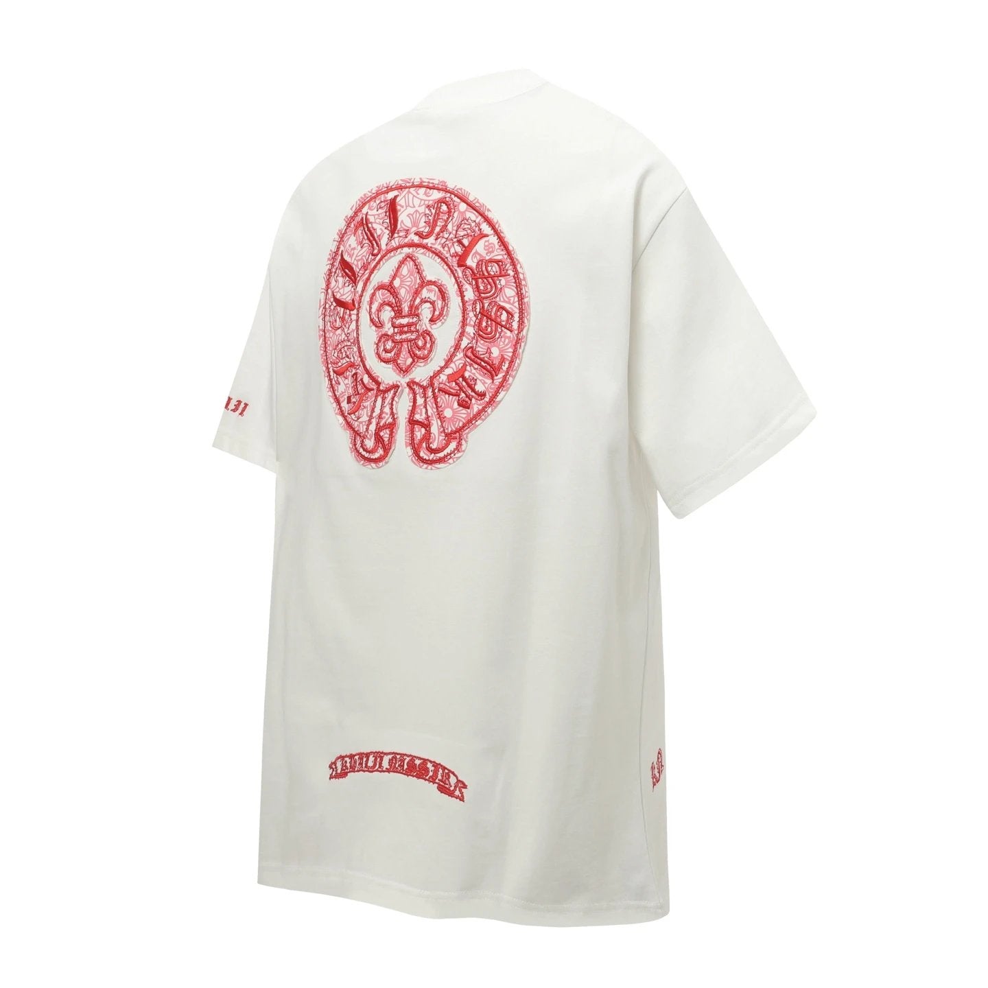 Chrome Hearts T-shirt Back Horse Hoof Sanskrit Patch Embroidery logo round Neck Short Sleeve25ss New Pure Cotton Unisex Style T T-shirt OS Loose Fit Base Shirt Half Sleeve T-Shirt Top Half Sleeve