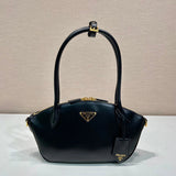 PRADA Bag Top version Latest Enamel Metal Triangle Logo Badge Tote Bag outside Imported Calfskin with Imported Sheepskin Shoulder Bag Messenger Bag Underarm Bag Handbag Women's Bag1BA427