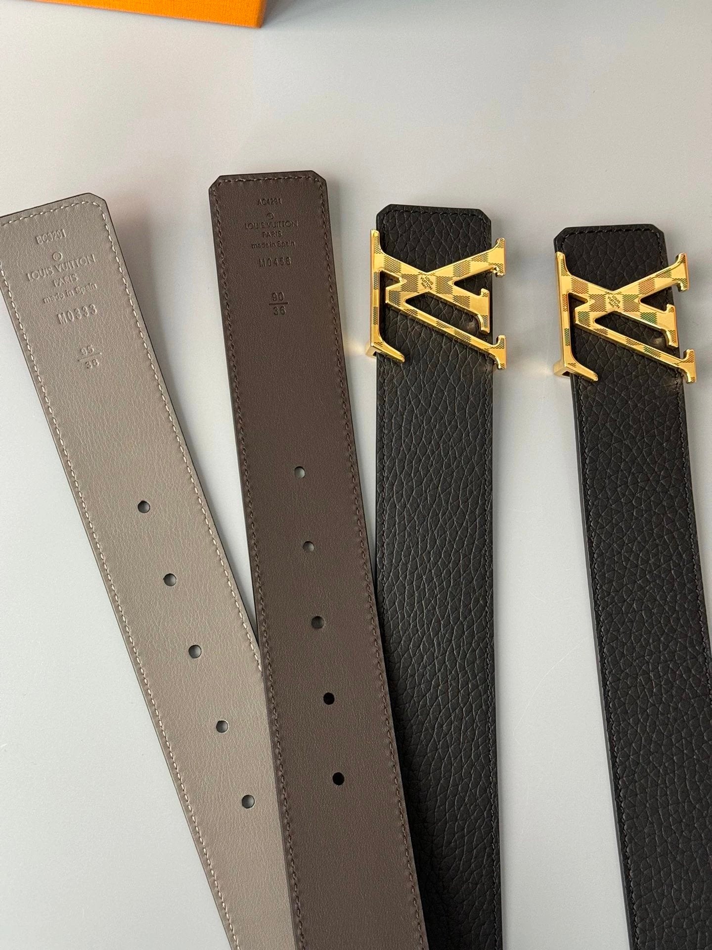 Louis Vuitton LV Belt Top version 【Counter Quality】The Most New Belt4.0cm Men's Belt Metal Buckle Men's Leather Belt with Classic Presbyopic Checkered Belt with Genuine Goods Packaging No Problem in and out of the Counter Versatile Casual Fashion Formal W
