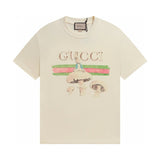 Gucci T-shirt Chest Rabbit Mushroom Print logo round Neck Short Sleeve25ss New pure cotton T Unisex T-Shirt OS Loose Fit Base Shirt Top Half Sleeve T-Shirt
