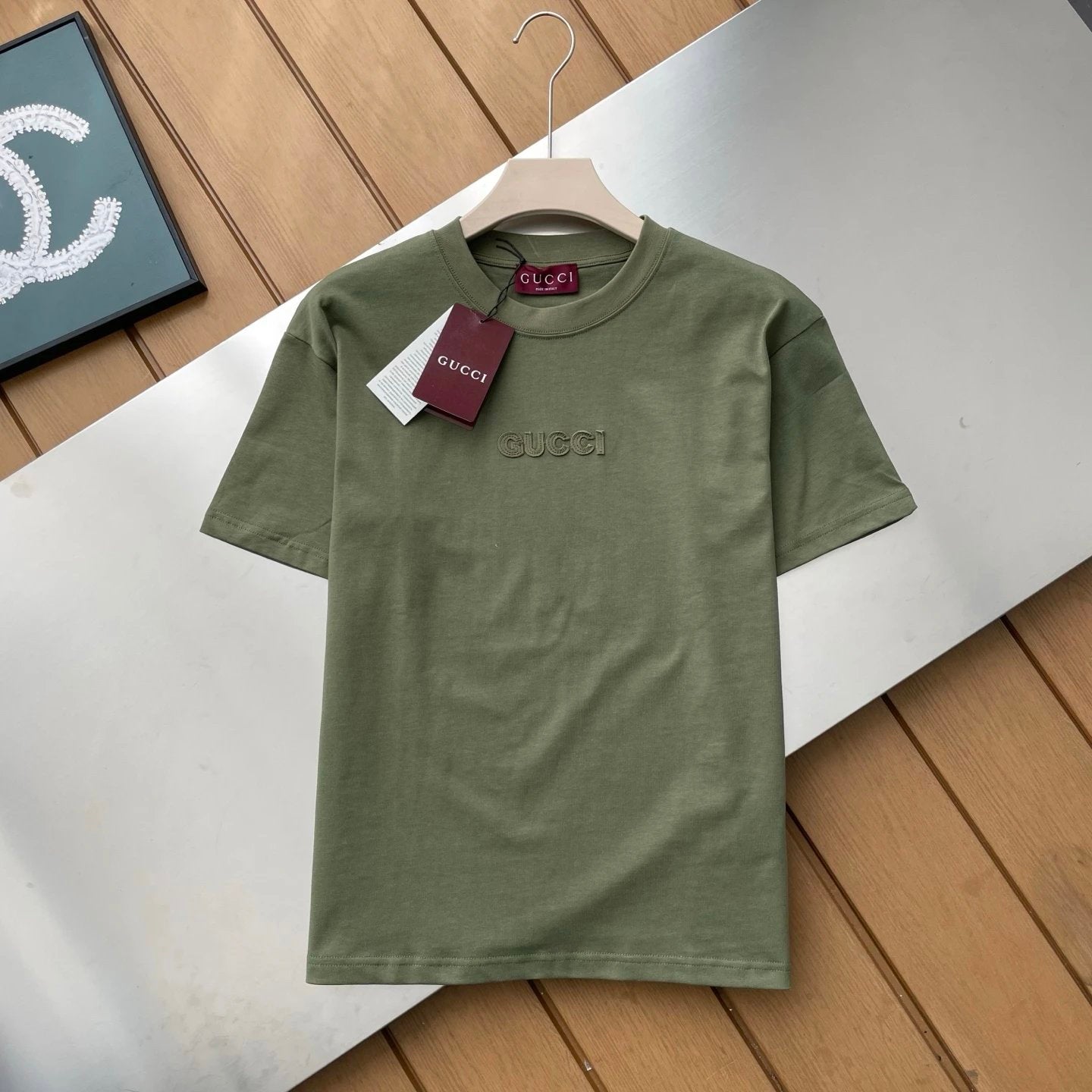 Gucci T-shirt Chest Letter Patch logo round Neck Short Sleeve25ss New Pure Cotton Unisex Style T T-shirt OS Loose Fit Base Shirt Half Sleeve T-Shirt Top Half Sleeve