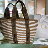 Chloe Bag Top version 【High Version】New Teng Woven Vegetable Basket Bag Tote Bag LargeWoodyBasket Large Beach Bag Shopping Bag Handbag Mummy Bag Woven Bag Straw Bag