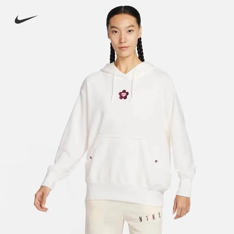 Nike Women's Sweater Spring Sports Loose Casual New Embroidered Printed Hooded Pullover HF1135