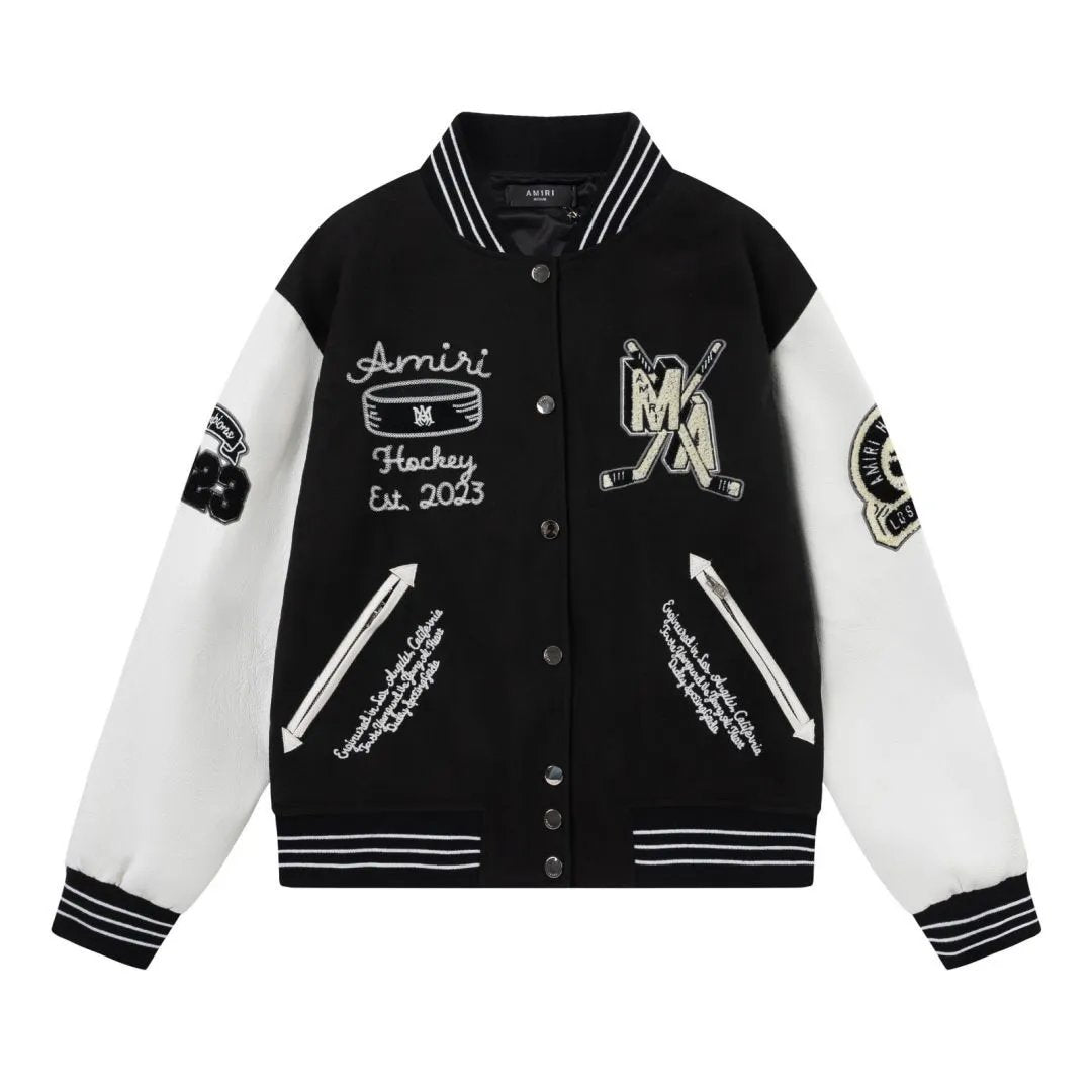 Amiri Jackets Coat 2024Spring and Autumn New Character Letter Pattern Baseball Uniform Jacket Coat Men and Women Same Style