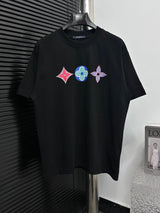 Louis Vuitton LV T-shirt Front Old Flower Three Flower Print logo round Neck Short Sleeve25ss New pure cotton T Unisex T-Shirt OS Drop Shoulder Loose Fit Base Shirt Top T-Shirt Short Sleeve