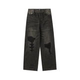Balenciaga Jeans Pudding Dyed Dirty Denim Pants Casual Pants Straight Pants Wide-leg Pants High-waisted Pants Loose Long Pants Unisex24ss Autumn and Winter New Products