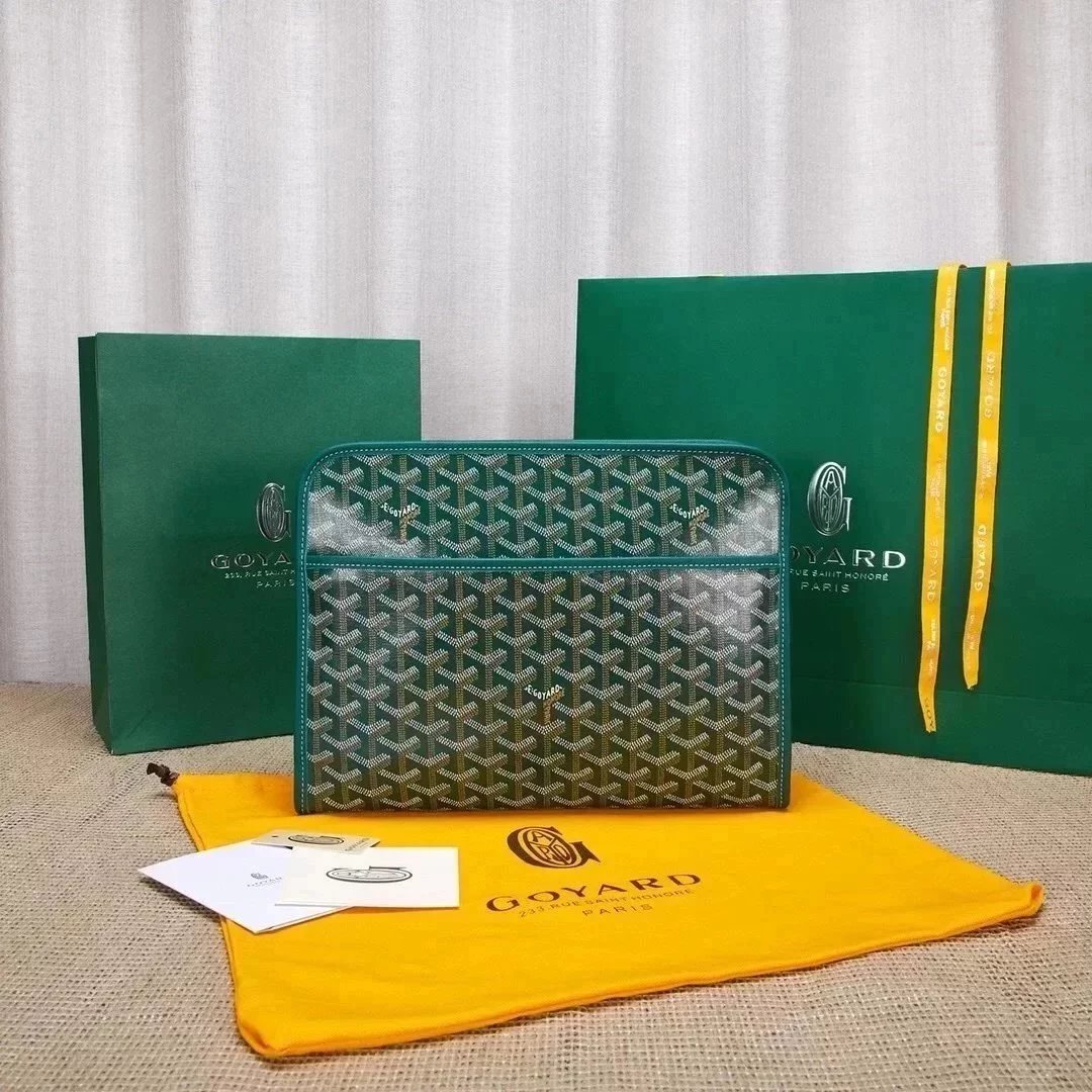 Goyard Bag Top version Original Single Zipper Wash Bag Clutch Unisex Men's and Women's Bags with Imported First Layer Cowhide Clutch