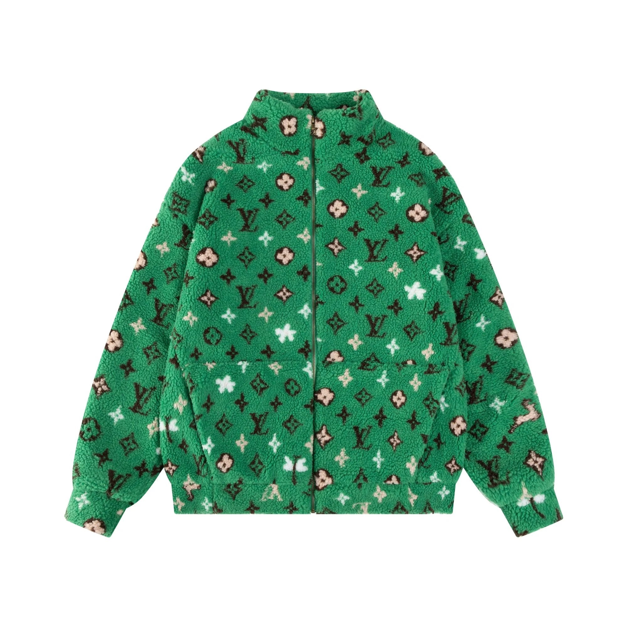 Louis Vuitton LV Jackets 24FW Stand Collar Plush Jacquard Zipper Jacket Coat Unisex Autumn Winter New Sports Casual Loose Versatile
