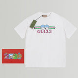 Gucci T-shirt Cartoon Eye Letter Print on Chest logo round Neck Short Sleeve25ss New Pure Cotton Unisex Style T Casual T-Shirt Base Layer Shirt OS Loose Fit Half Sleeve Top Plus Size
