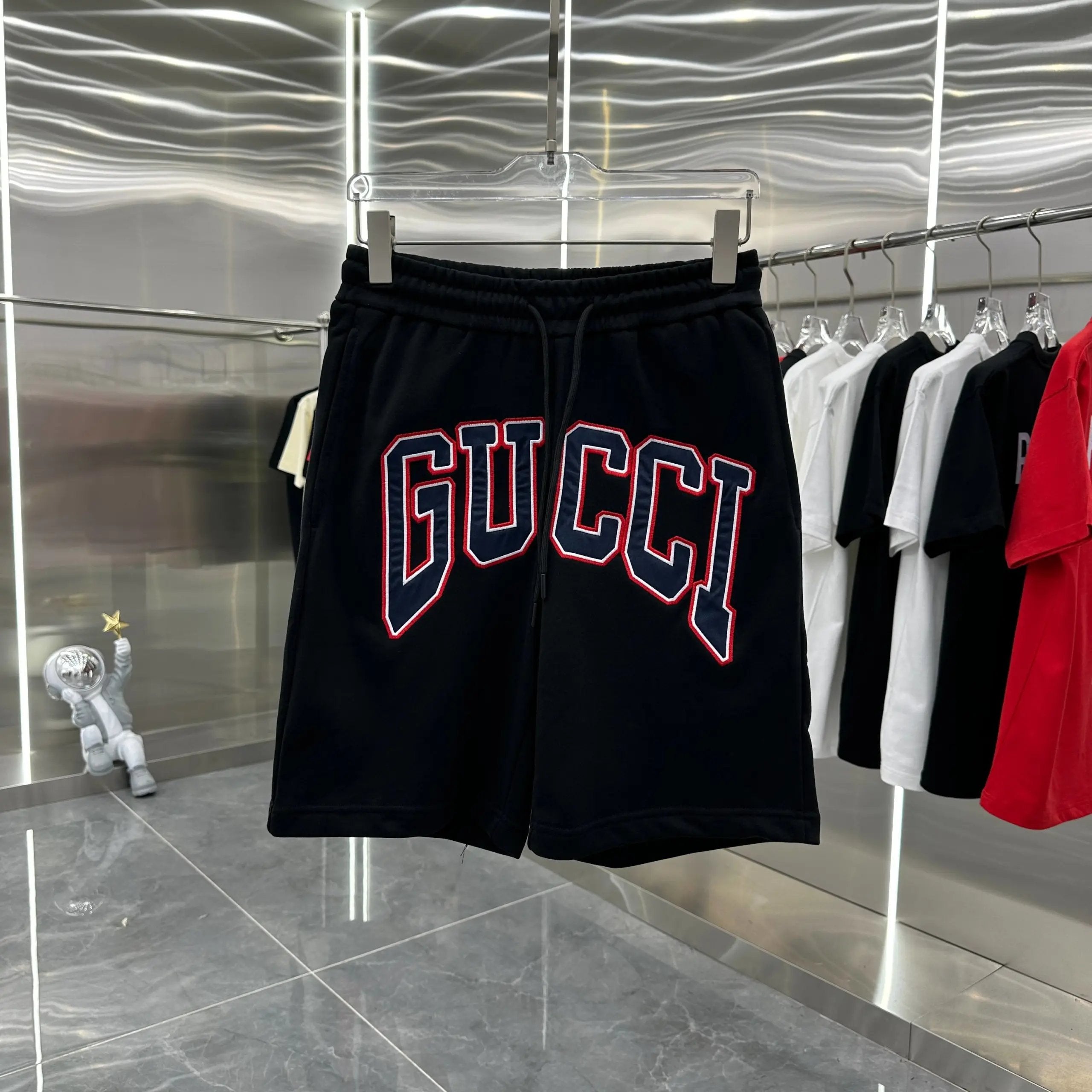 Gucci Shorts Letter Patch Embroidery logo Five-point Shorts25ss New Drawstring Casual Summer Pants American Style5Two-in-One Casual Sweatpants for Men and Women, Pure Cotton Joggers