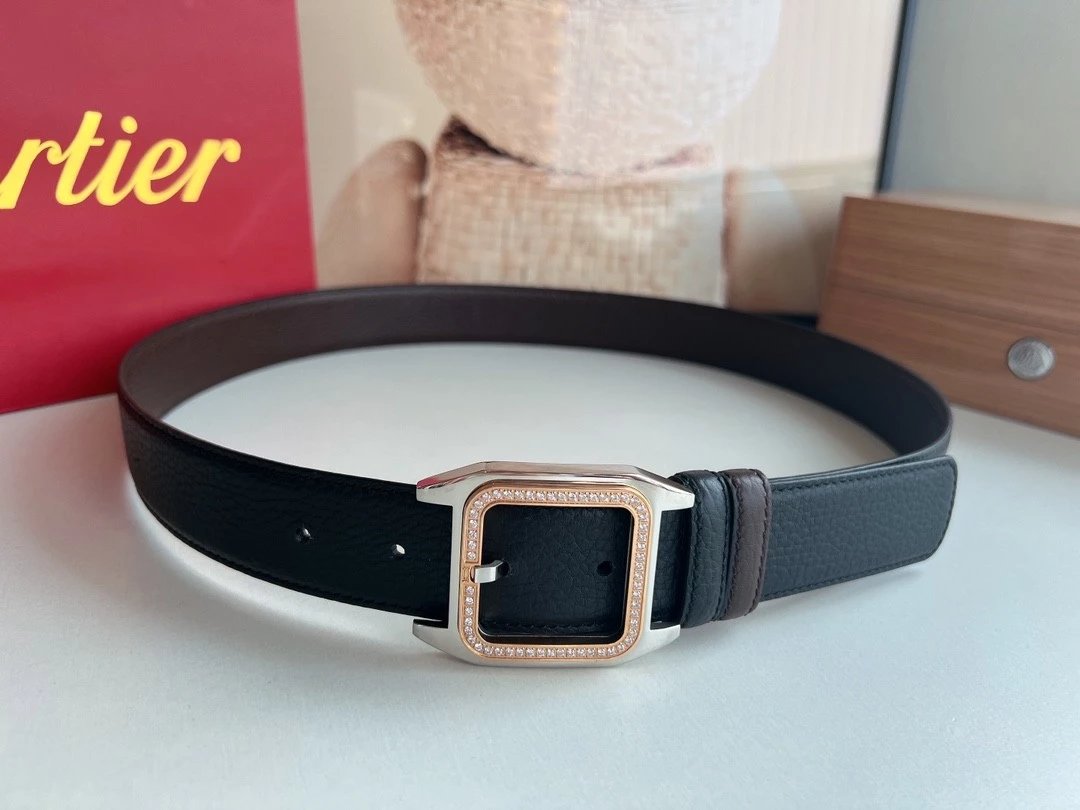 Cartier Belt Top version Original Order in Stock Belt Men2021Men's Italian Leather Belt Metal LOGO Formal Wear Belt Width3.5