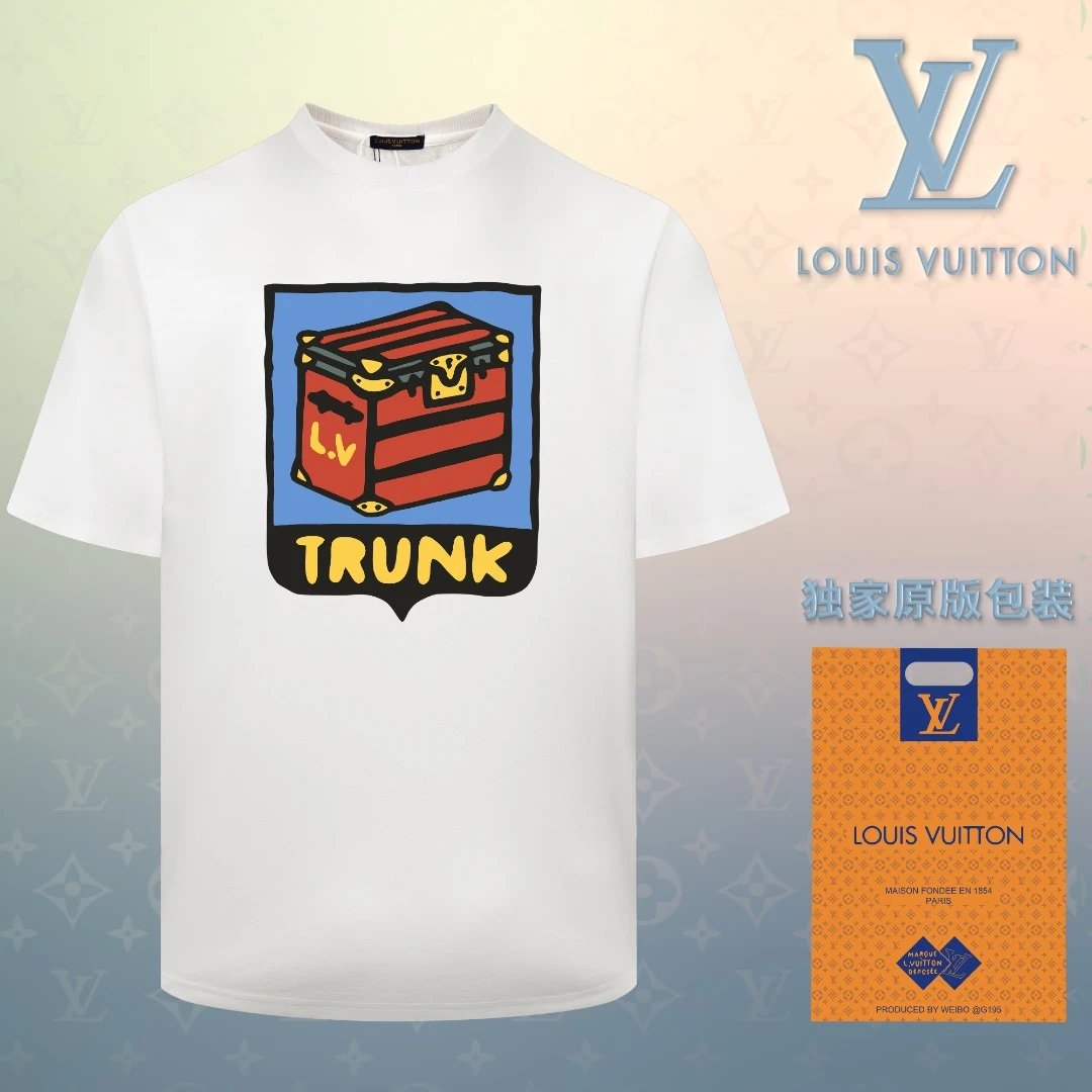 Louis Vuitton LV T-shirt 3D Heat Transfer Personalization LOGO Printed round Neck Short Sleeve25ss New Pure Cotton Unisex Style T T-shirt OS Loose Fit Base Shirt Short Sleeve Top T-Shirt