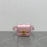 Celine women's bag Top version 【Super Original Factory】23Early Spring New Arc De Triomphe mini Waist Bag Chest Bag Small Waste Bag Belt Bag Wallet Earphone Bag Super Mini Bag New Color Milk Yellow Cherry Blossom Powder Retro Patterns101555