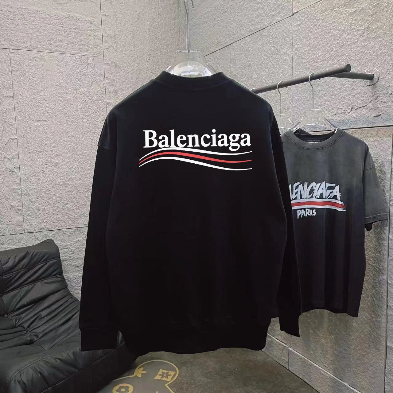 Balenciaga Hoodie Letters logo Round Neck Sweatshirt Casual Loose Pullover Terry Sportswear os Unisex Fit Top Inner Layer24ss Autumn and Winter New Products