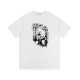 Dior T-shirt Chest Ink Splash Letter Print logo round Neck Short Sleeve25ss New pure cotton T Unisex T-Shirt OS Drop Shoulder Loose Fit Base Shirt Top T-Shirt Short Sleeve