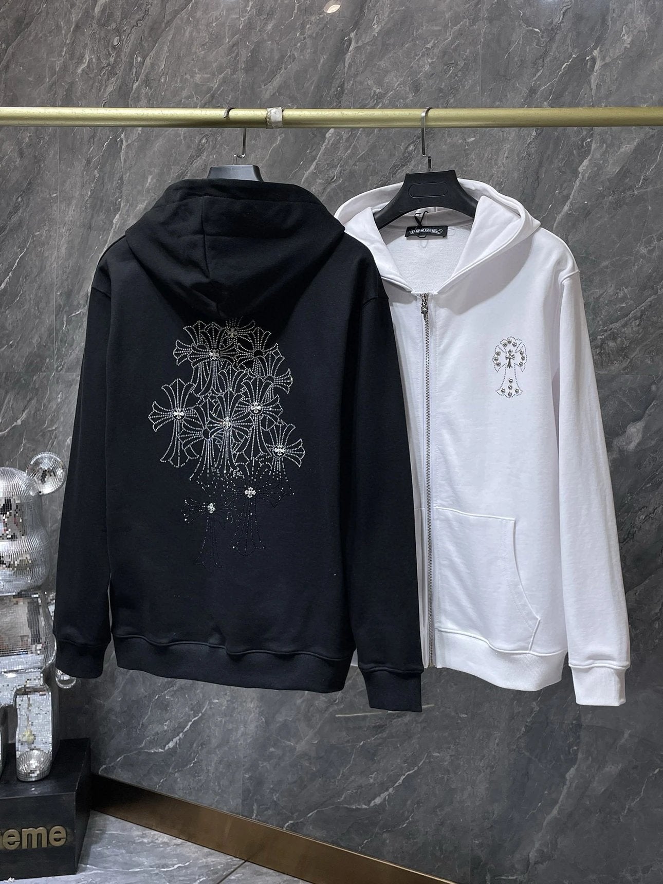 Chrome Hearts Hoodie Top Version Counter Same Style Fashion Brand2024Cotton Wide Casual Zipper Cardigan Loose Hooded Sweater Men's and Women's Hoodies