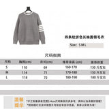 Thom Browne Sweater New Season Four Striped Colored Pullover Long Sleeve round Neck Sweater for Men and Women