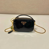 PRADA Bag Top version Version Latest Mini Patent Leather Small Messenger Bag Small Bucket Chain Bag Crossbody Bag Shoulder Bag Underarm Bag Handbag Women's Bag1NR025