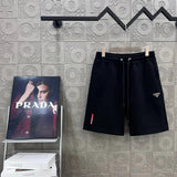 PRADA Shorts Triangle Badge Letter Tape logo Five-point Shorts25ss New Drawstring Casual Summer Pants American Style5Two-in-One Casual Sweatpants for Men and Women, Pure Cotton Joggers