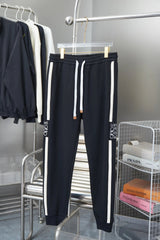 LOEWE Sweatpants Side Edge Ribbon Embroidery logo Drawstring Jogger Sweatpants for Men and Women, Autumn and Winter Loose Fit, High Waist, Color Block, Plus Size, Casual Pants