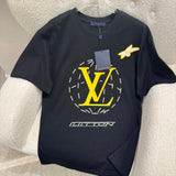 Louis Vuitton LV T-shirt Diamond Route on the Chest logo round Neck Short Sleeve25ss New Pure Cotton Unisex Style T Casual T-Shirt Base Layer Shirt OS Loose Fit Half Sleeve Top Plus Size