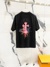 Chrome Hearts T-shirt Front and Back Sanskrit Embroidery logo round Neck Short Sleeve25ss New Pure Cotton Unisex Style T T-shirt OS Loose Fit Base Shirt Top Half Sleeve T-Shirt