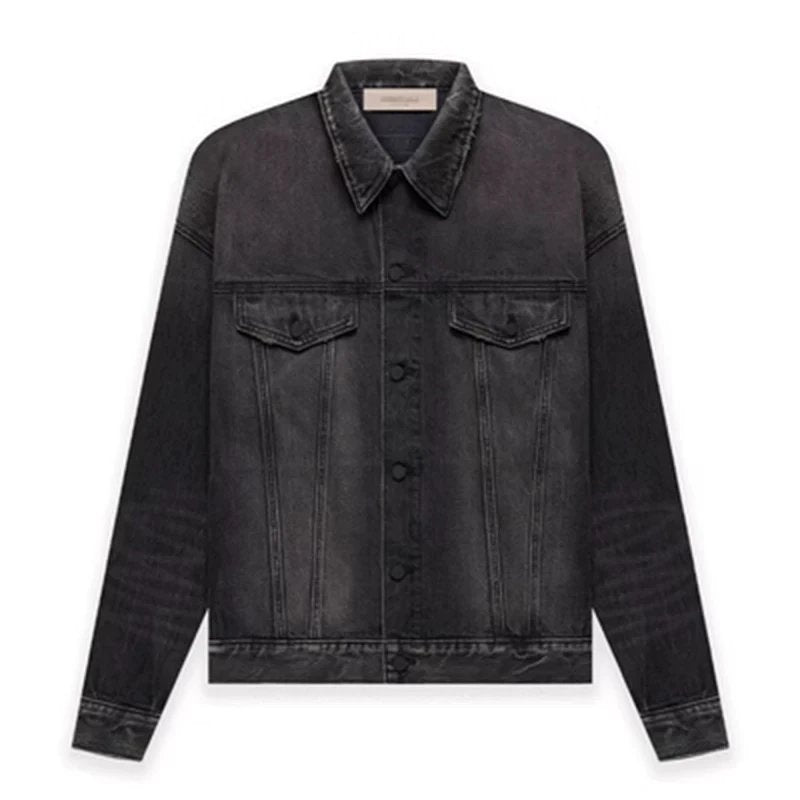 ESSENTIALS Jackets Top Version Men's and Women's Same Casual Heavy Industry Washed Retro Black Denim Coat Jacket