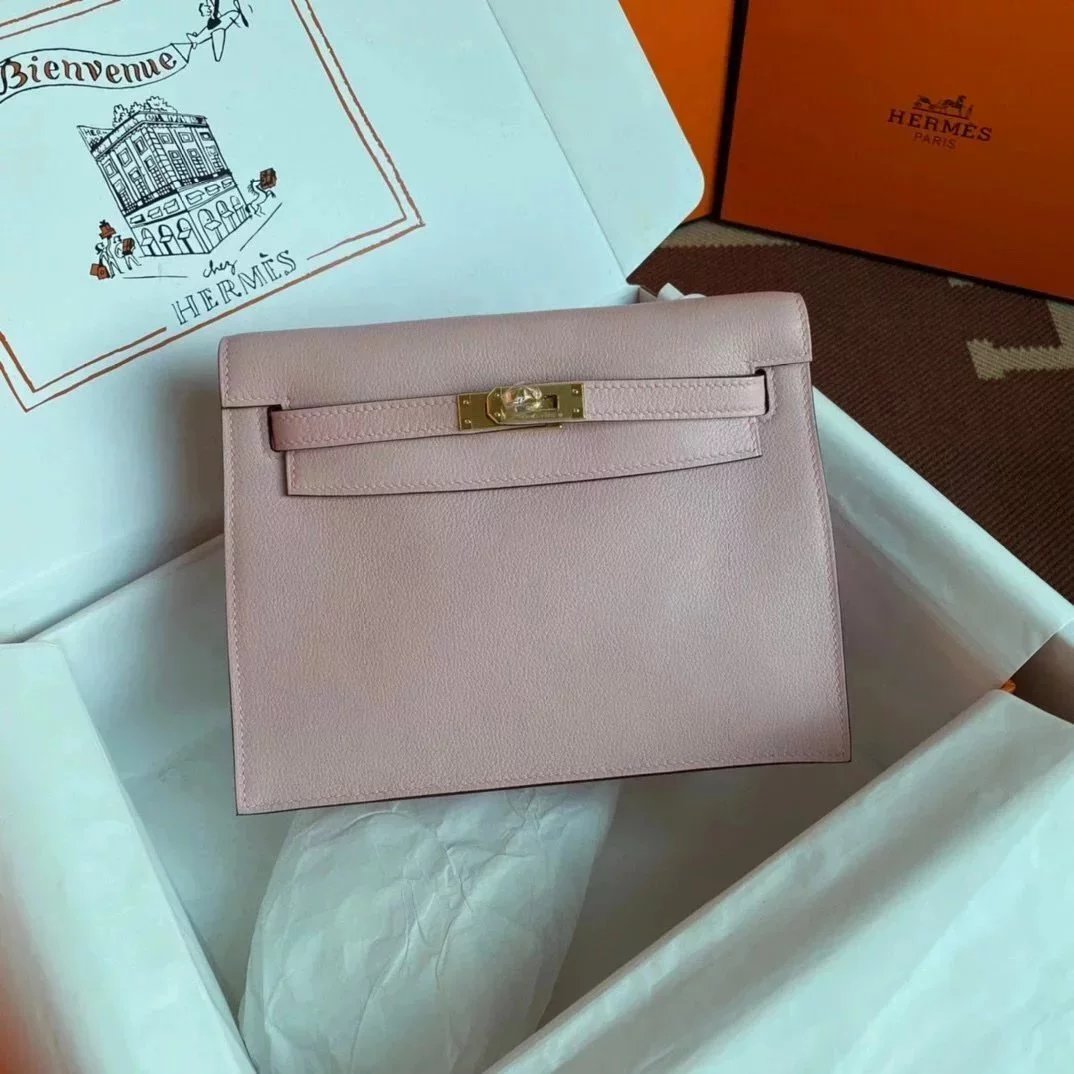Hermes women's bag Top version 【H Handmade】Women's Bag KellyDanSe22cmevercolor Leather Imported Beeswax Thread Clutch Backpack Waist Bag Shoulder Messenger Bag Gold and Silver Buckle