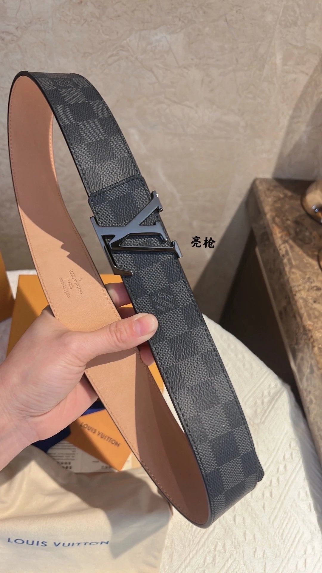 Louis Vuitton LV Belt Top version Counter Quality Original Order Belt Men's Classic All-Match Men's Leather Belt Casual Business Smooth Buckle Genuine Leather Belt Old Flower Plaid Chessboard Grid Pant Belt Belt Donkey Belt