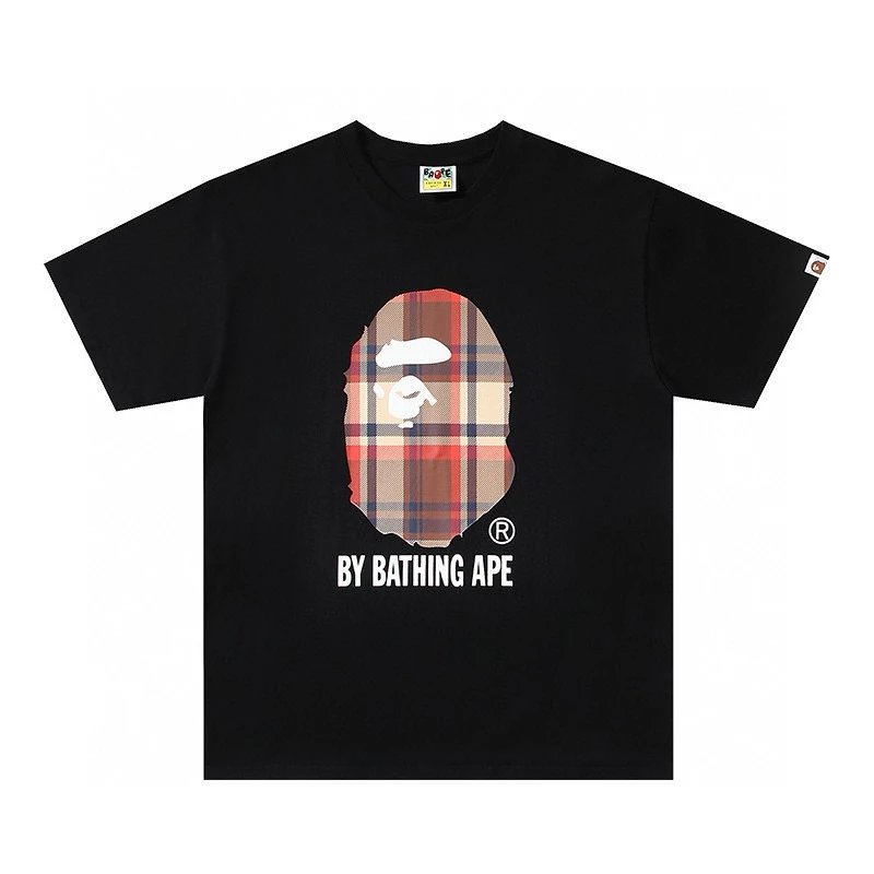 Bape T-shirt Top Version Printed Checks Short Sleeve T Summer T-shirt for Men and Women