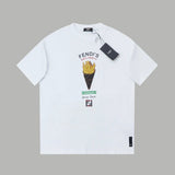 FENDI T-shirt French Fries Patch Badge Embroidery on Chest logo round Neck Short Sleeve25ss New Pure Cotton Unisex Style T Casual T-Shirt Base Layer Shirt OS Loose Fit Half Sleeve Top Plus Size