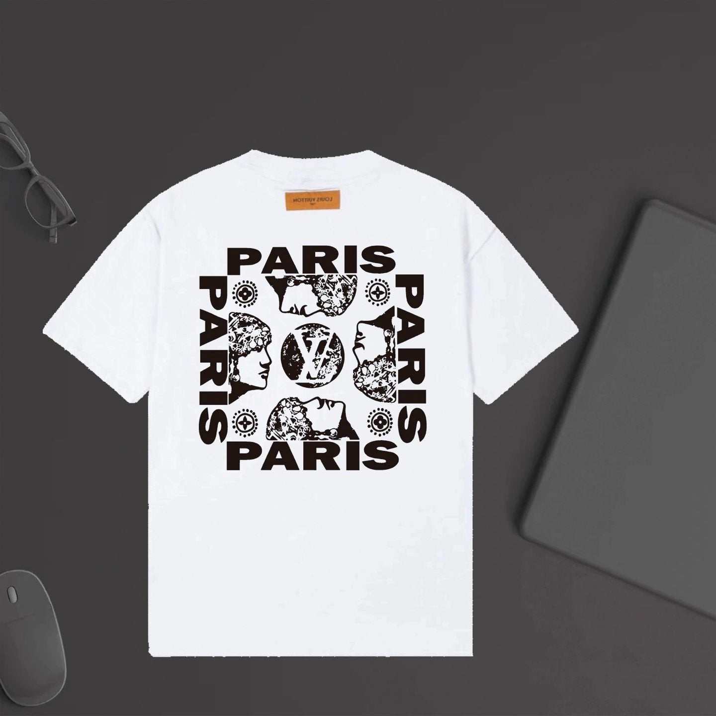 Louis Vuitton LV T-shirt Back Letter Pattern Print logo round Neck Short Sleeve25ss New Pure Cotton Unisex Style T T-shirt OS Loose Fit Base Shirt Half Sleeve T-Shirt Top Half Sleeve