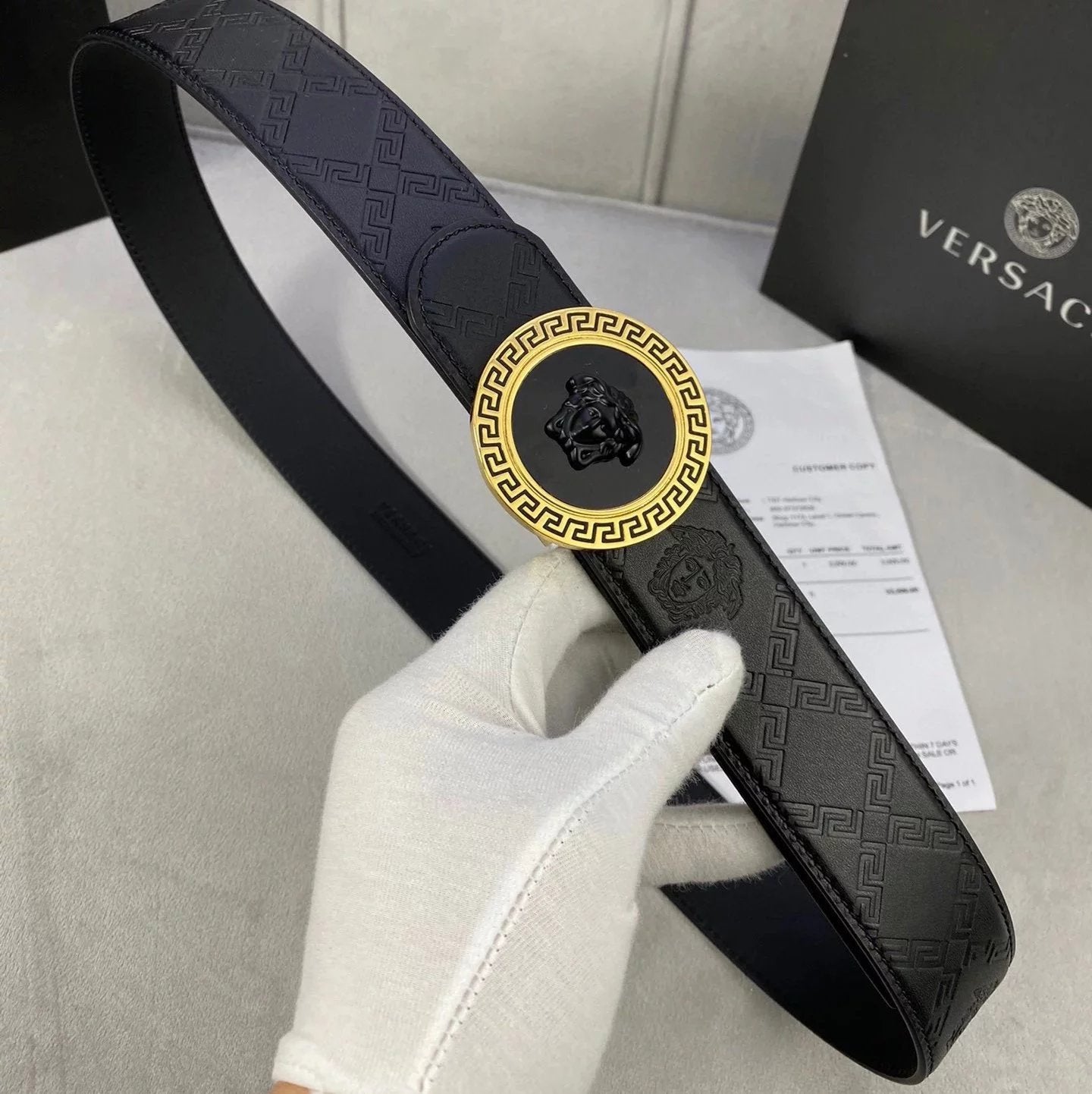 VERSACE Belt Top version Brand New Full Set Belt Fashion Trend Genuine Leather Business Casual Men Women Belt Cowhide Embossed Pant Belt