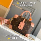 Louis Vuitton LV Women's Bag Top version 【Premium Edition】All-Steel Hardware M45571New Soft Box Bag PETITEMALLESOUPLE Handbag Presbyopic Portable Shoulder Messenger Bag Three-in-One Women's Bag Handbag