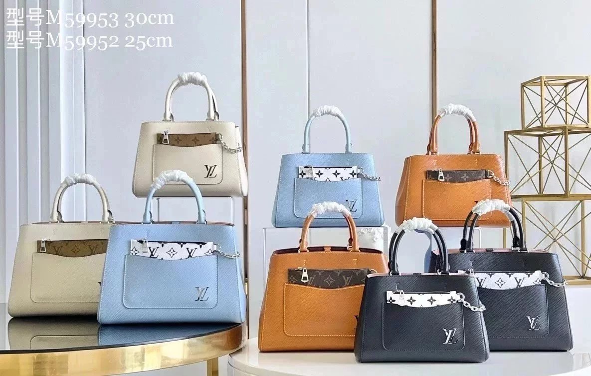 Louis Vuitton LV Women's Bag Top version 2022New Women's Bag Water Ripple Series MarelleToteBB One-Shoulder Crossbody Handbag Color Matching Large Bag M59952Black Small m59950Blue Small m20520White and Small m59954Black Big