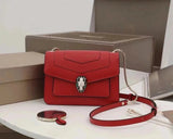 BVLGARI Bag Top version SerpentiForever Red Handbag Bag Decorated with a Snake's Head File Holder Chain Bag Portable Shoulder Messenger Bag Women's Bag