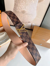 Louis Vuitton LV Belt Top version The Most New Belt4.0cm Men's Belt Metal Buckle Men's Leather Belt with Classic Presbyopic Checkered Belt with Genuine Goods Packaging