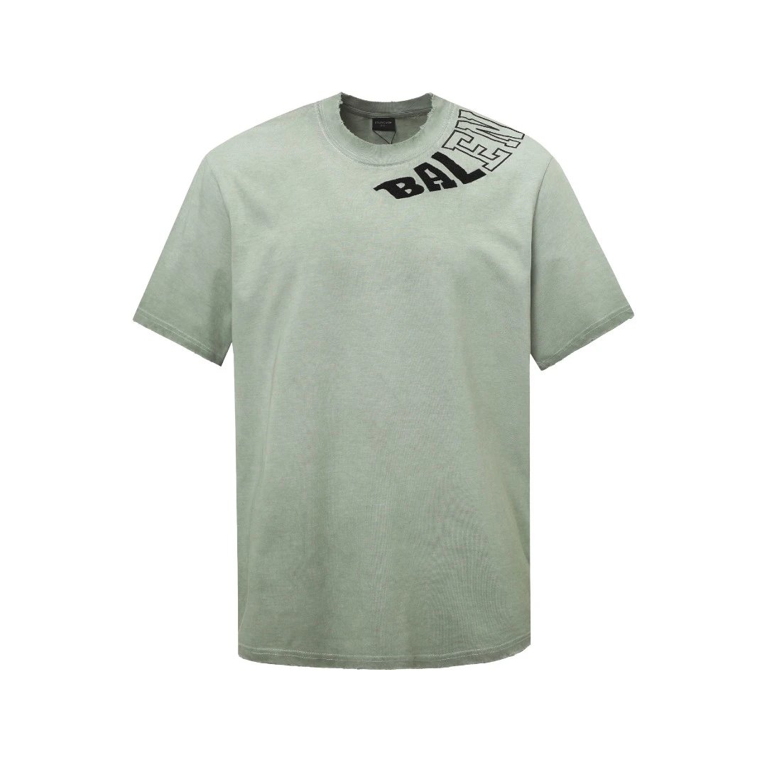 Balenciaga T-shirt Collar Letter Towel Embroidery logo round Neck Short Sleeve25ss New Pure Cotton Unisex Style T T-shirt OS Loose Fit Base Shirt Half Sleeve T-Shirt Top Half Sleeve