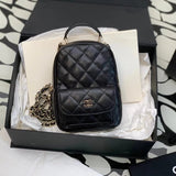 Chanel Backpack Bag Top version 【**Surrogate Shopping Version Original Leather】CoCo24C Early Spring Vacation Backpack Small Bookbag24C New Backpack Lychee Pattern Cowhide Women's Small Backpack Shoulder Bag Casual Backpack