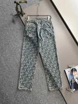 Chrome Hearts Jeans 25ss Spring Summer New Full Print Straight Leg Jeans Casual Wide Leg High Waist Unisex Loose Fit Long Pants