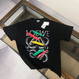 LOEWE T-shirt Hand-drawn Pattern Print on the Chest logo round Neck Short Sleeve25ss New pure cotton T Unisex T-Shirt OS Drop Shoulder Loose Fit Base Shirt Top T-Shirt Short Sleeve