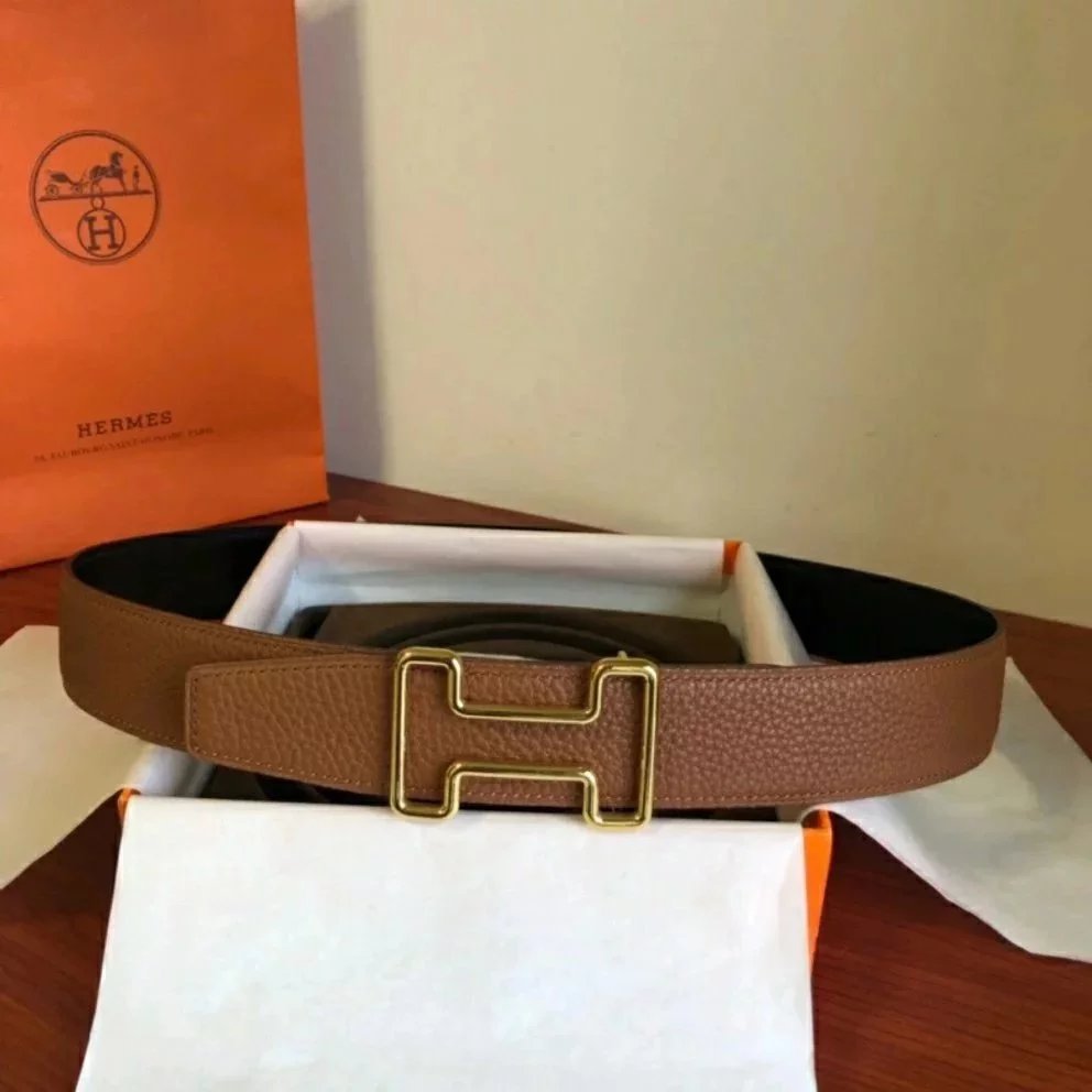 Hermes Belt Top version New High Quality Belt Waist Belt Men's and Women's Leather Smooth Buckle Business Casual h Belt