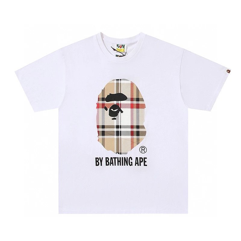 Bape T-shirt Top Version Printed Checks Short Sleeve T Summer T-shirt for Men and Women