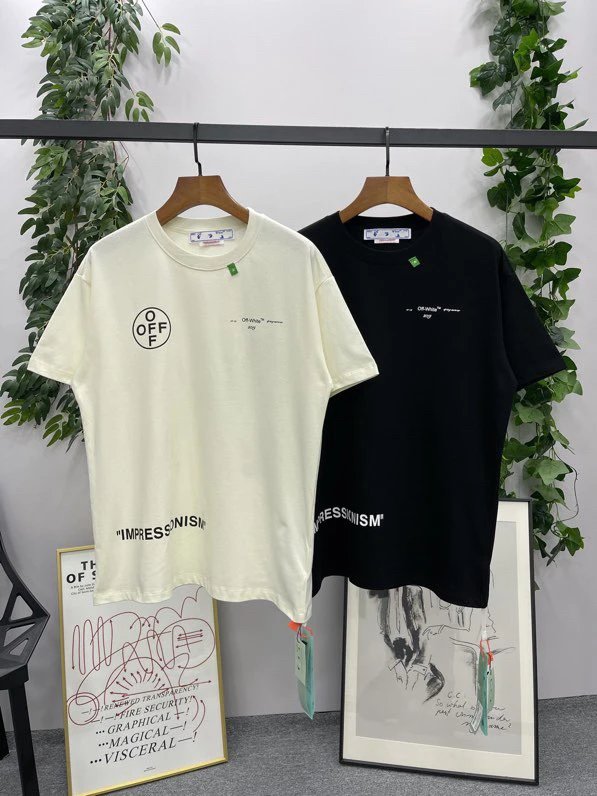 OFF-White T-shirt Top Version Counter Same Style Cotton Short Sleeve T T-shirt Men's and Women's Loose Summer Base Casual Half Sleeve