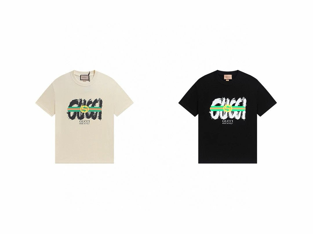 Gucci T-shirt Chest Brand Letter Print logo round Neck Short Sleeve25ss New pure cotton T Unisex T-Shirt OS Drop Shoulder Loose Fit Base Shirt Top T-Shirt Short Sleeve