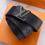 Louis Vuitton LV Belt Belt Men's Light Luxury Cowhide Pant Belt Big Brand High-Grade Fine Steel Letter Buckle Business Casual All-Match Genuine Leather Belt